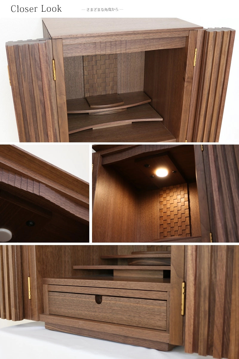 家具調仏壇 森樹 ウォールナット 18号のさまざまなアングルからのイメージ。