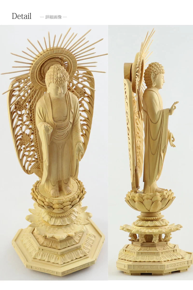 本柘植仏像 上彫り 八角台座 西立弥陀【浄土真宗本願寺派】の商品画像8枚目