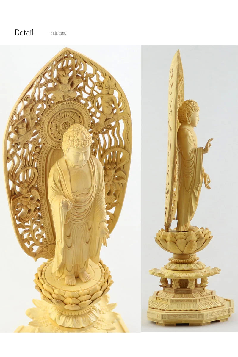 本柘植仏像 上彫り 八角台座 舟立弥陀 【浄土宗・時宗】の商品画像9枚目