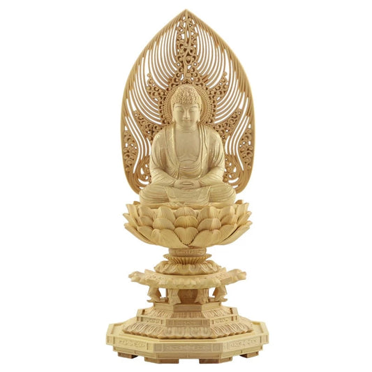 本柘植仏像 上彫り 八角台座 座釈迦 【曹洞宗・臨済宗・禅宗】メイン画像01