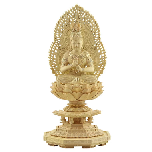 本柘植仏像 上彫り 八角台座 大日如来 【真言宗】メイン画像01