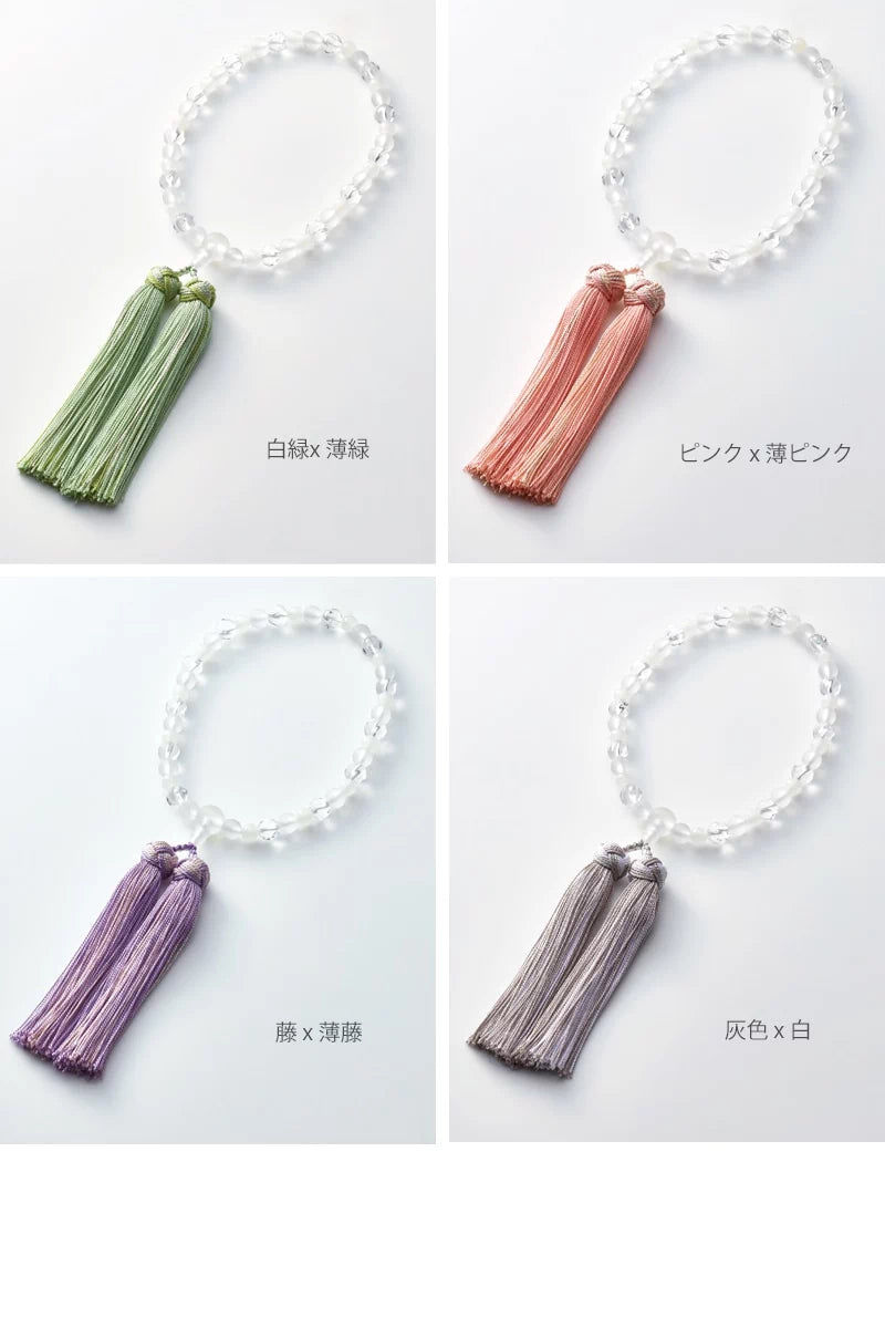 女性用略式念珠 ホワイトオニキスx霧水晶の商品画像5枚目