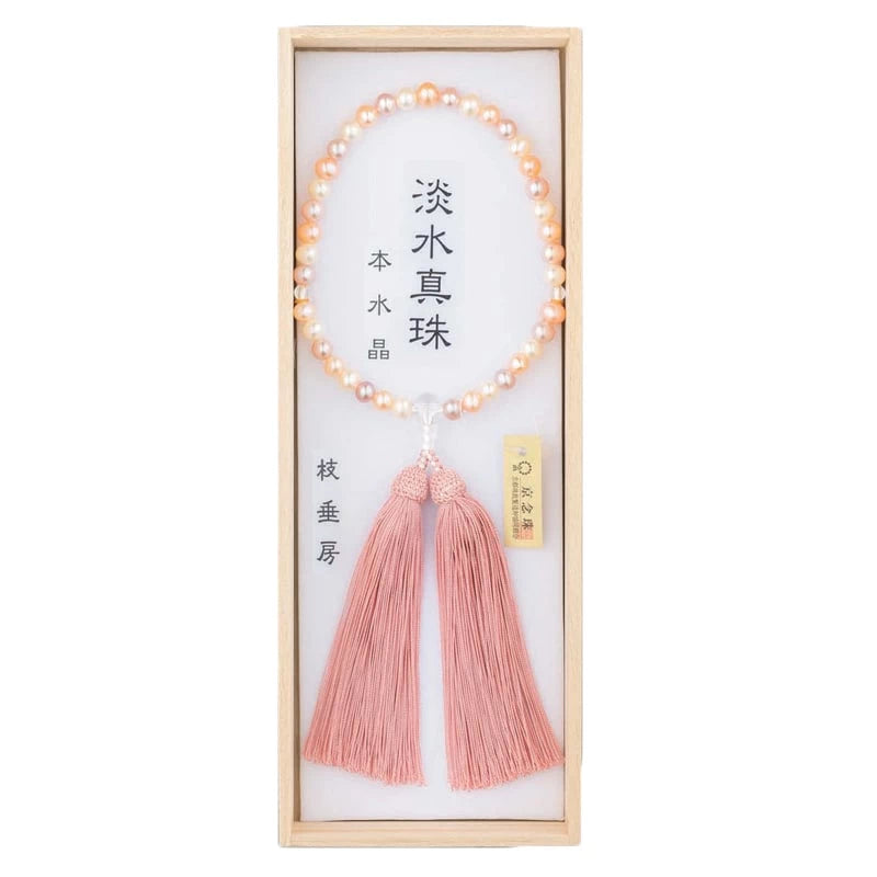 女性用念珠 ミックス淡水真珠 水晶仕立 枝垂房メイン画像01