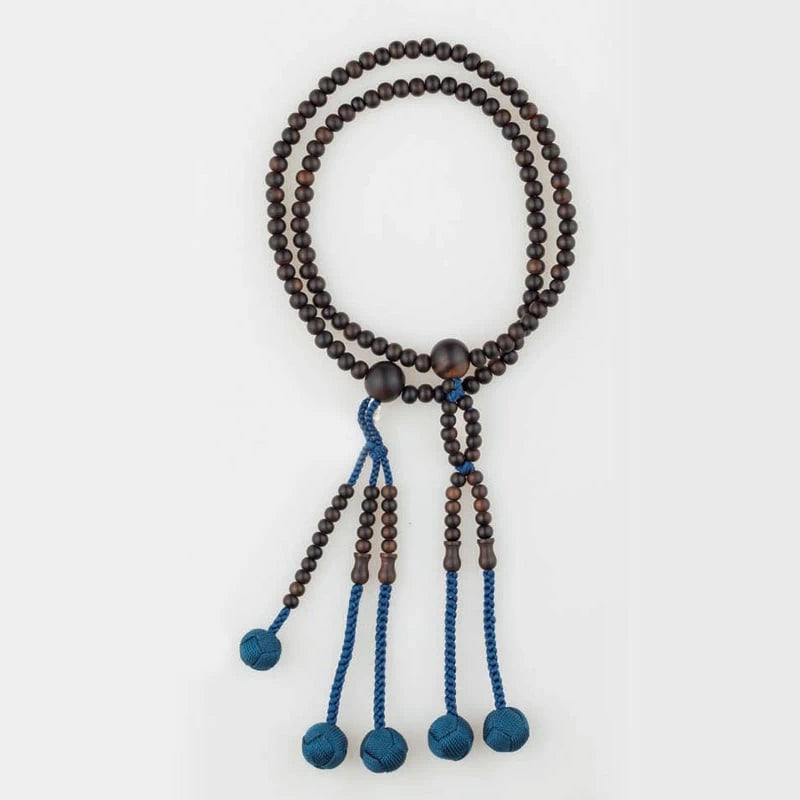 日蓮宗 本式念珠（男性用） 縞黒檀 尺法華 小田巻梵天房メイン画像01