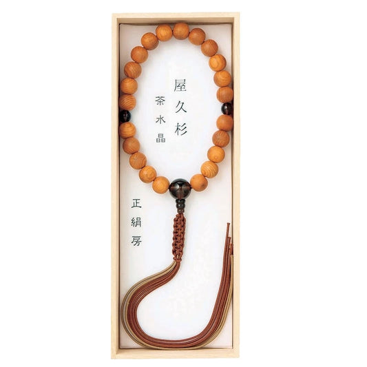 男性用念珠 屋久杉 22玉 茶水晶仕立 六本紐房メイン画像01