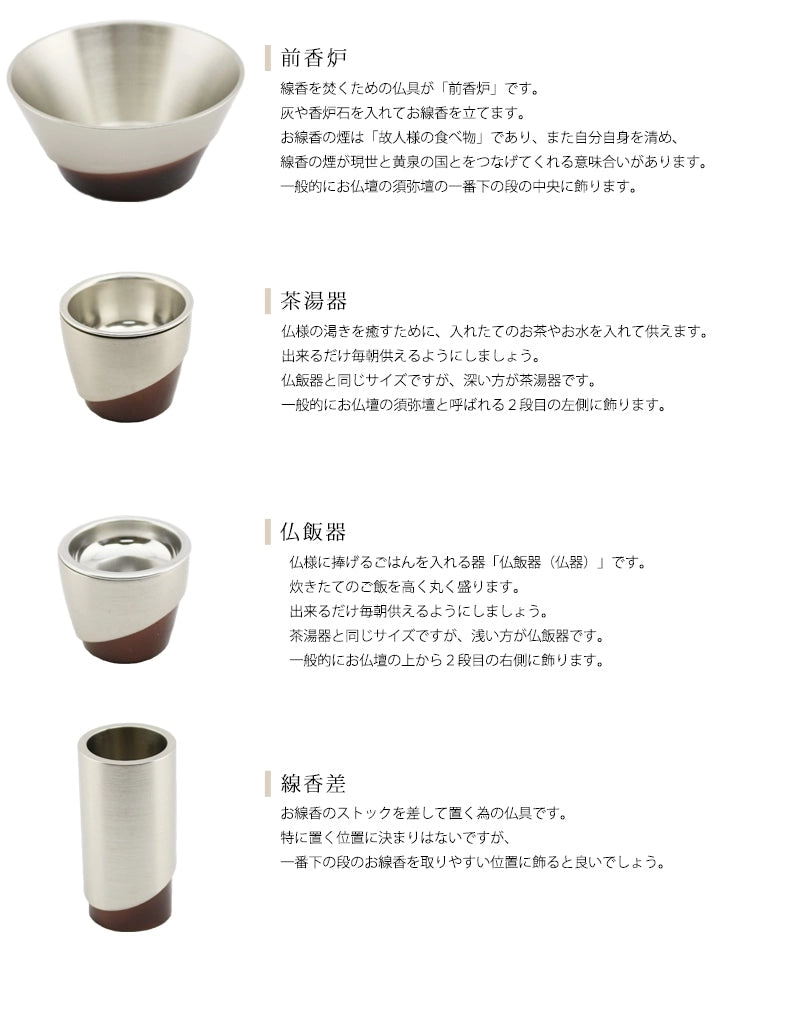 モダン仏具 ひとえ シャンパンの各仏具についての説明②