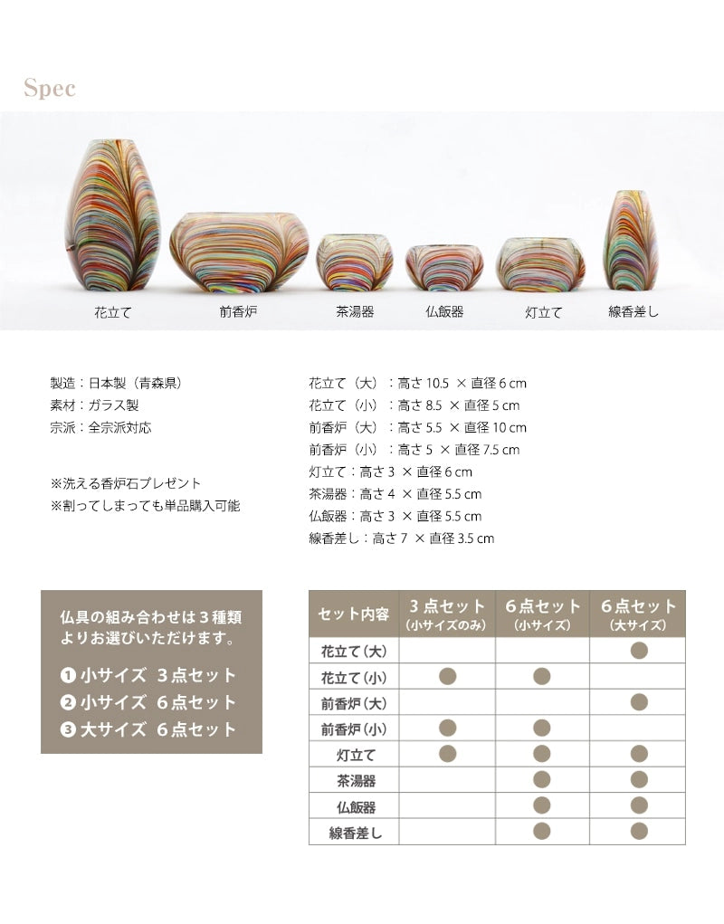 各仏具のサイズなど詳細