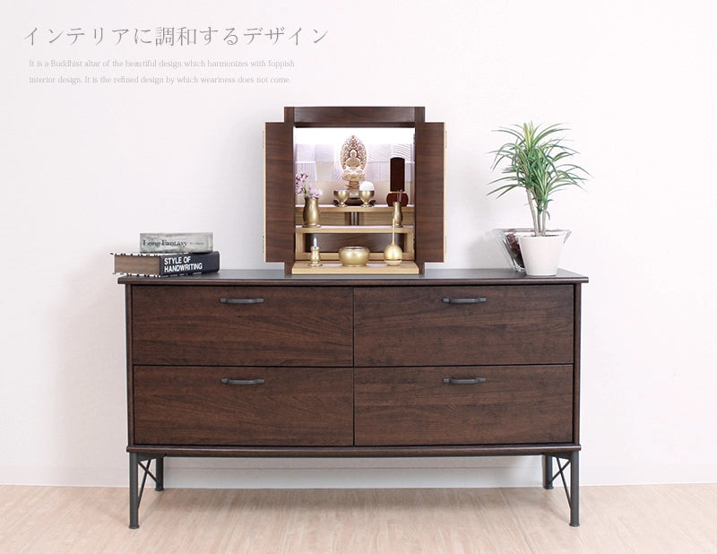 デザイナーズ仏壇 リスン ウォールナット・タモ 16号のリビング設置時のメインイメージ