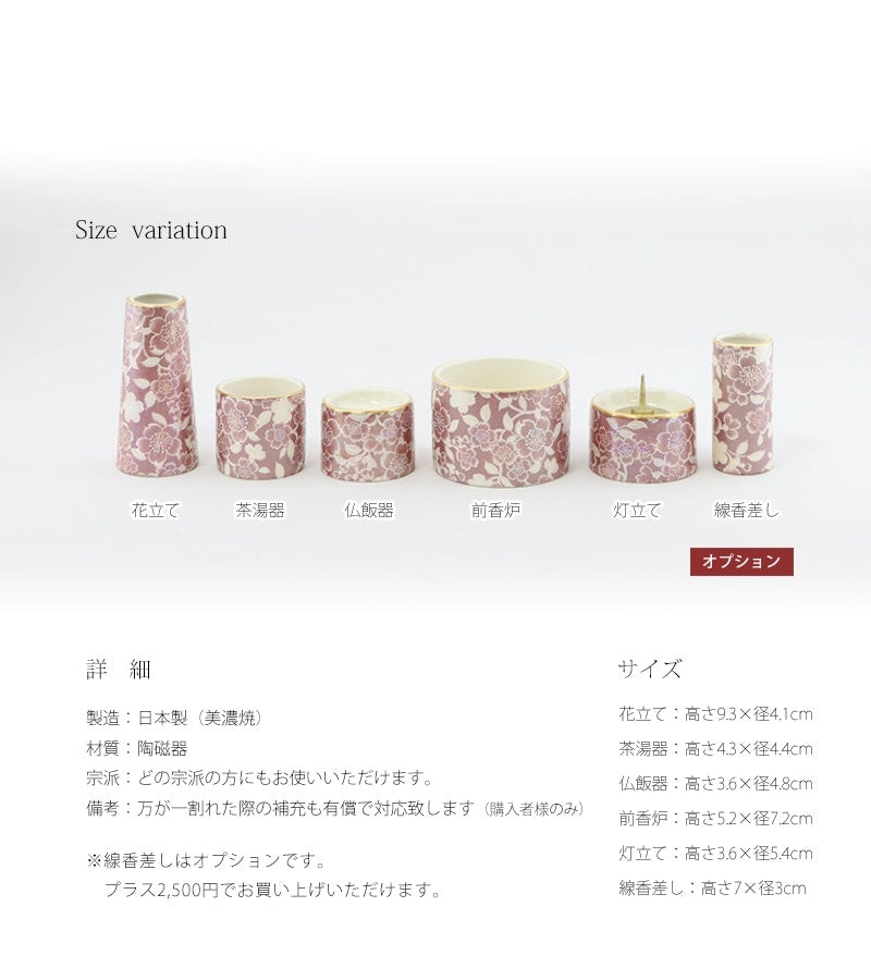 各仏具のサイズと詳細について