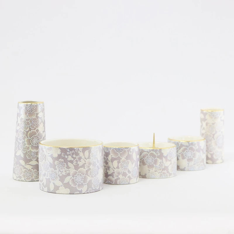 美濃焼仏具 花むすび 丸型香炉 藤メイン画像01