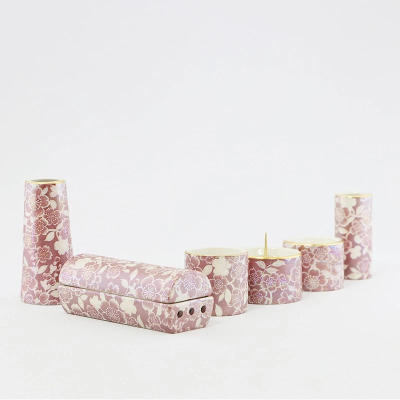 美濃焼仏具 花むすび 筒型香炉 ワインメイン画像01