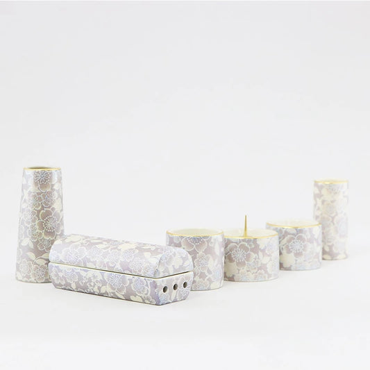 美濃焼仏具 花むすび 筒型香炉 藤メイン画像01