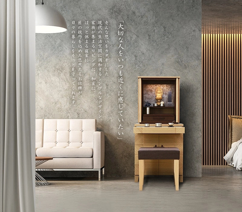 会津位牌 モダンいぶし銀はさまざまなお祈りの空間を演出するインテリアと仏壇の合わせていたイメージ。