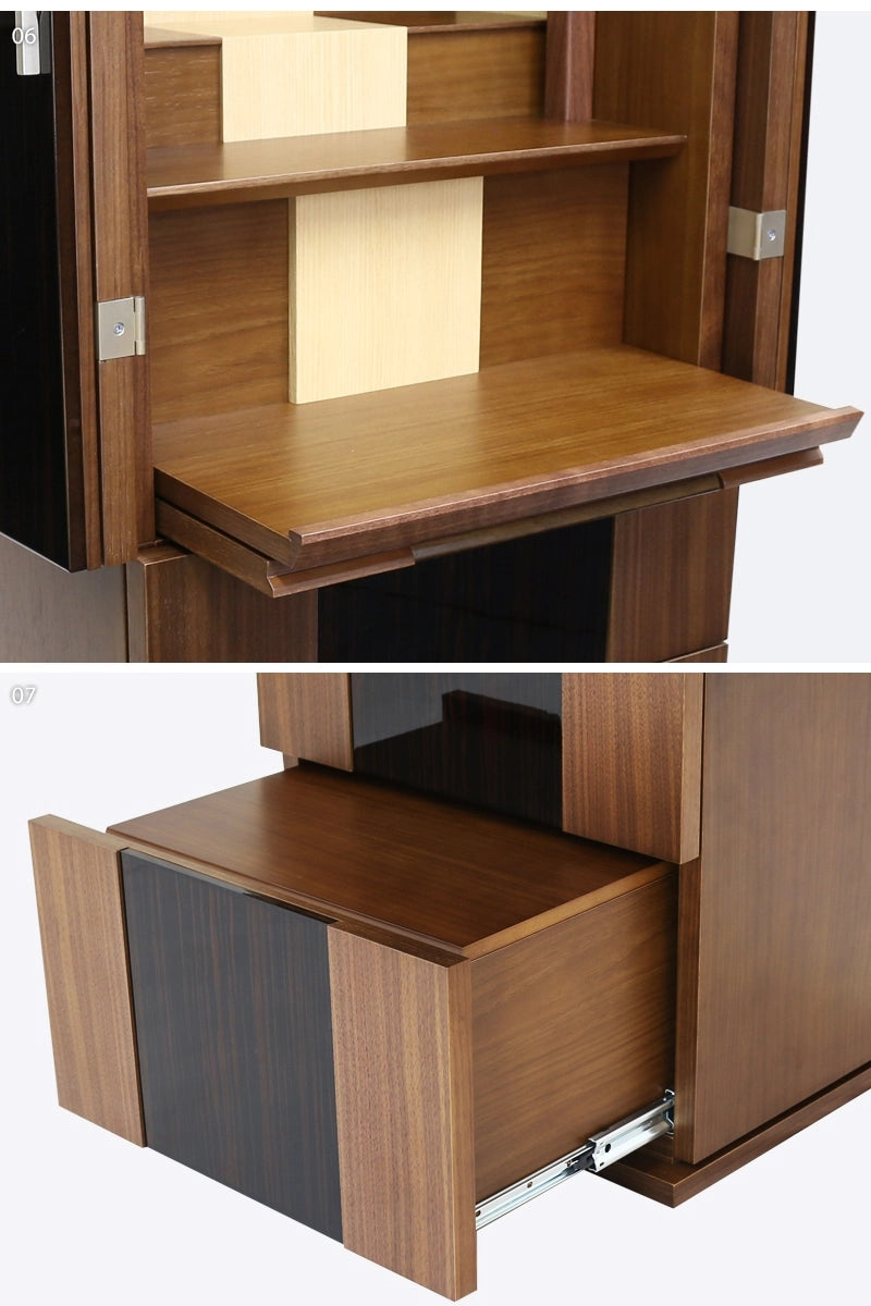 モダン仏壇 伝心 ウォールナット フロアタイプの詳細部分の下部拡大画像をご覧ください。