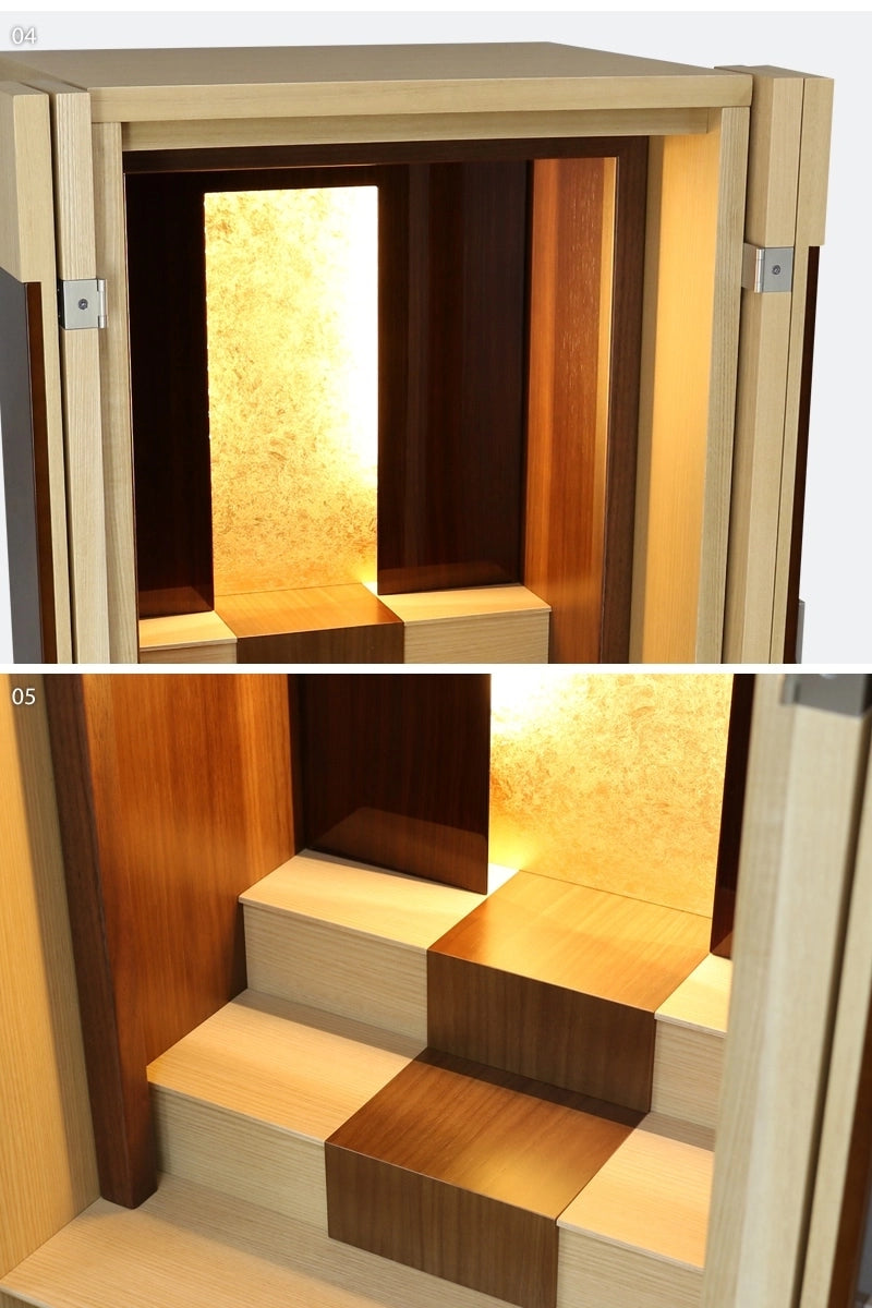 モダン仏壇 伝心 ナチュラル フロアタイプの詳細部分の中部拡大画像をご覧ください。