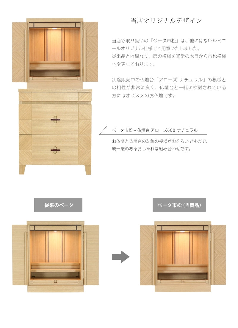 ベータ市松 ナチュラル 16号の上部詳細部分の拡大画像をご覧ください。