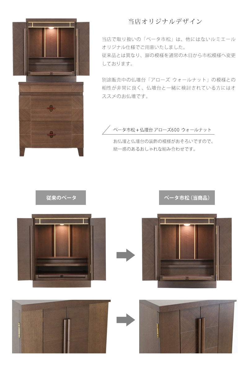 ベータ市松 ウォールナット 16号の上部詳細部分の拡大画像をご覧ください。