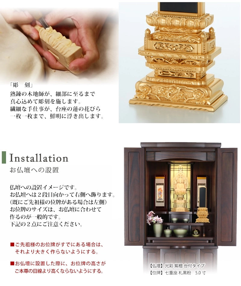 工法の説明とお仏壇に設置した例。