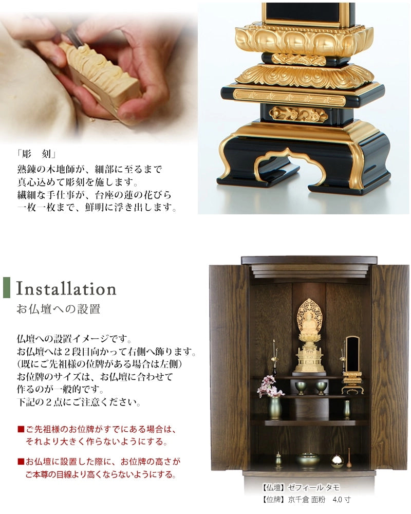 工法の説明とお仏壇に設置した例。