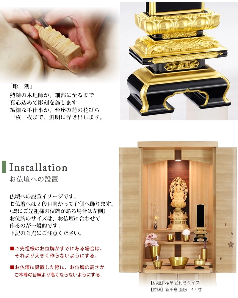 工法の説明とお仏壇に設置した例。