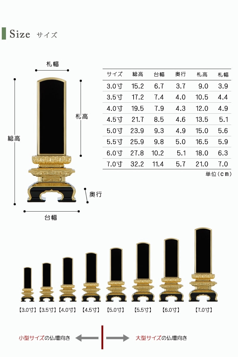 高野位牌 上三重 面金 | お位牌の通販 | インテリア仏壇 ルミエール
