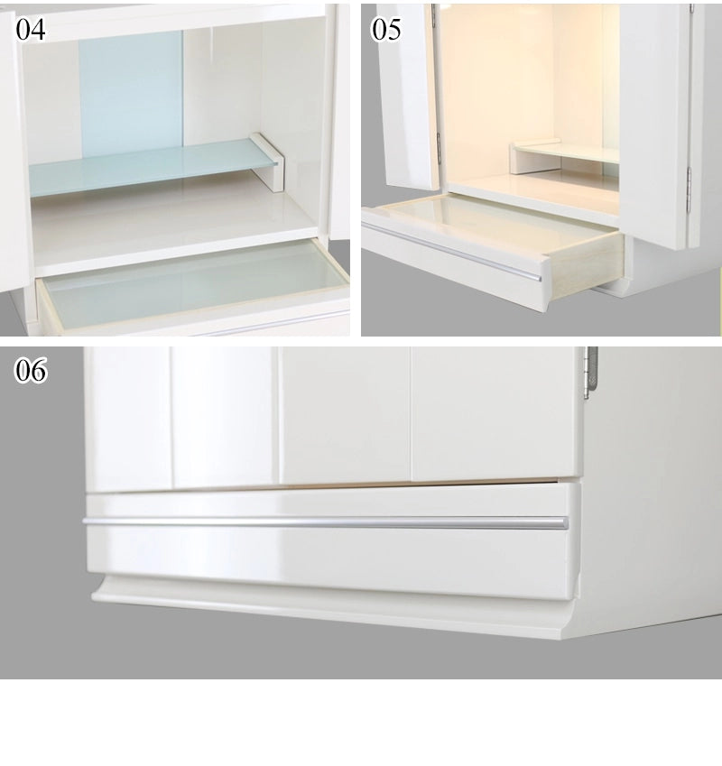 モダン仏壇 レイア 16号の中部～下部詳細部分の拡大画像をご覧ください。