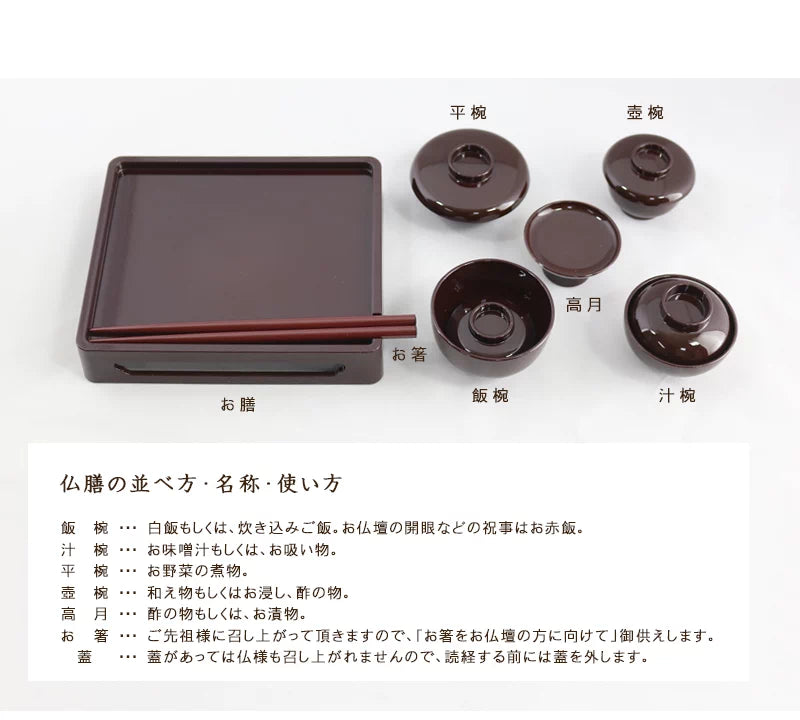 仏膳セット 新タメ 4.5寸の並べ方・名称・使い方