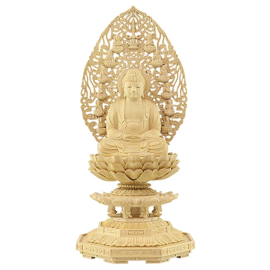 本柘植仏像 上彫り仕上げ 座釈迦 十三仏光背 【曹洞宗・臨済宗・禅宗】メイン画像01