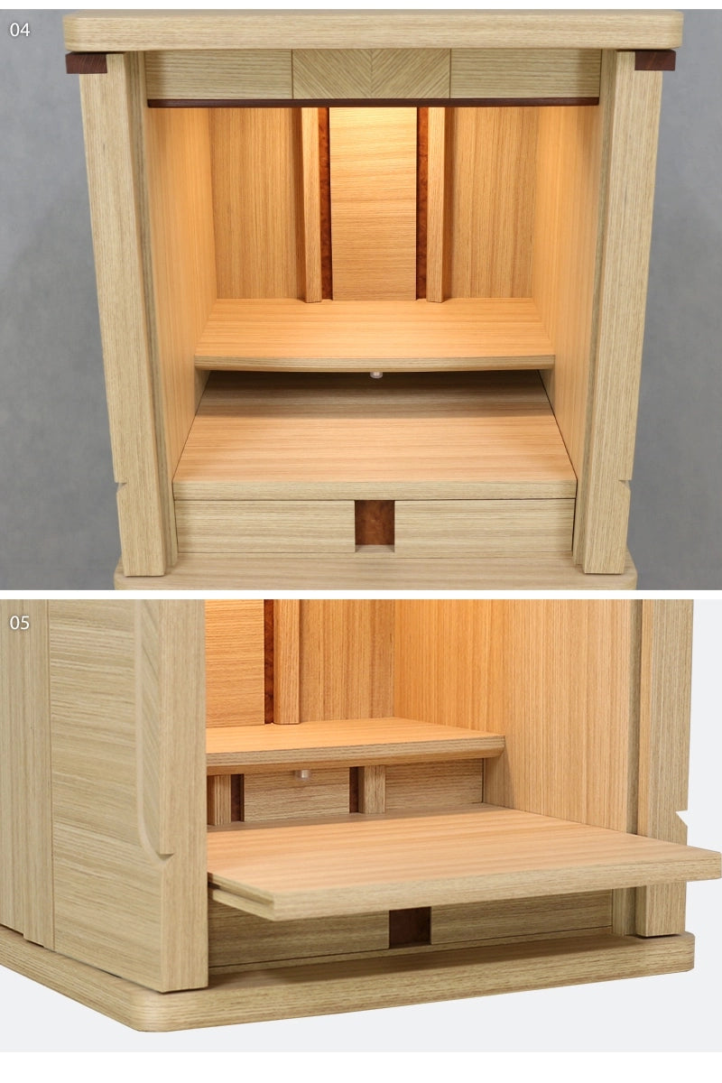 モダンミニ仏壇 パルテ ナチュラル 14号の様々なアングル04～05