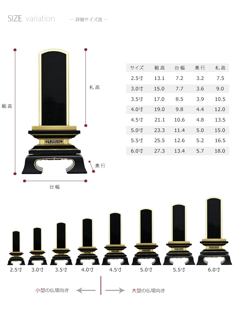 会津塗位牌 春日 上塗り仕上げは伝統仏壇のみならずモダン仏壇にもマッチします。