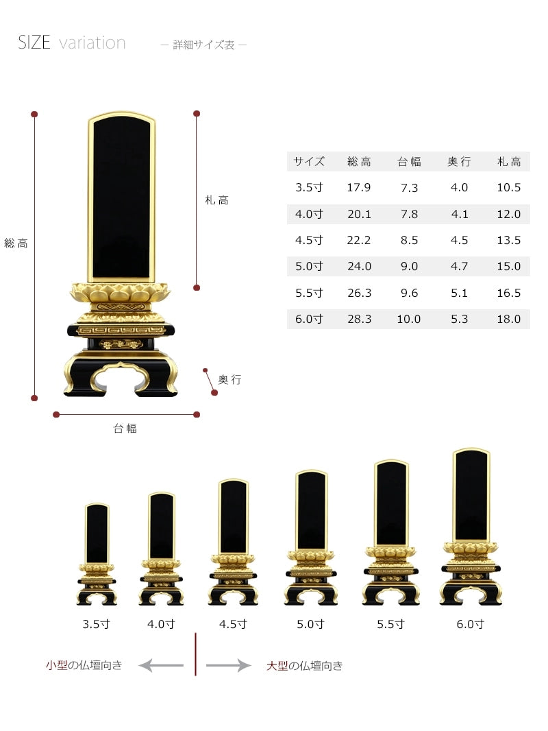 会津塗位牌 上京型千倉 吹蓮華 上塗り仕上げは伝統仏壇のみならずモダン仏壇にもマッチします。