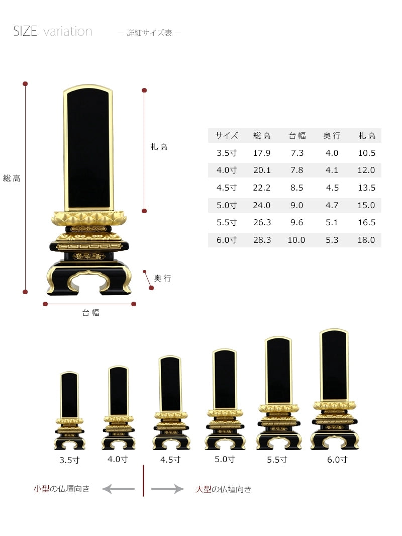 会津塗位牌 上京型千倉 呂色仕上げは伝統仏壇のみならずモダン仏壇にもマッチします。
