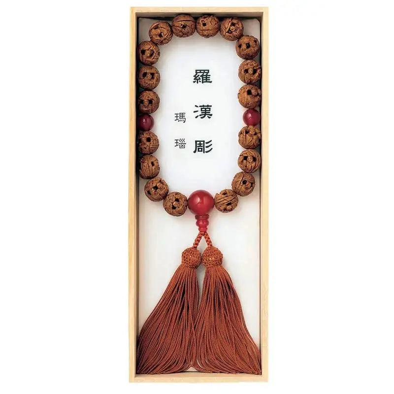 男性用念珠 羅漢彫 18玉 メノウ仕立 頭房メイン画像01