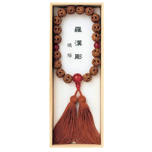 男性用念珠 羅漢彫 18玉 メノウ仕立 頭房メイン画像01