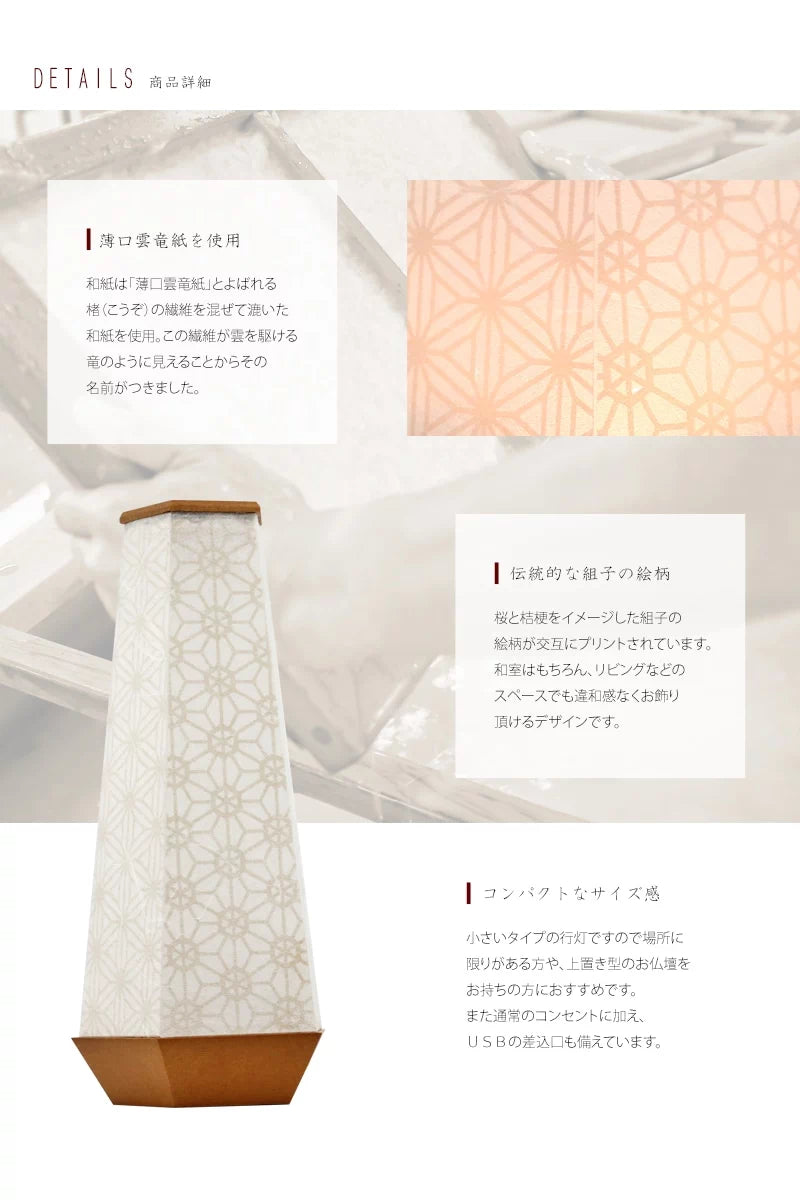 伝統的な組子の柄が上品で可愛らしいイメージです。