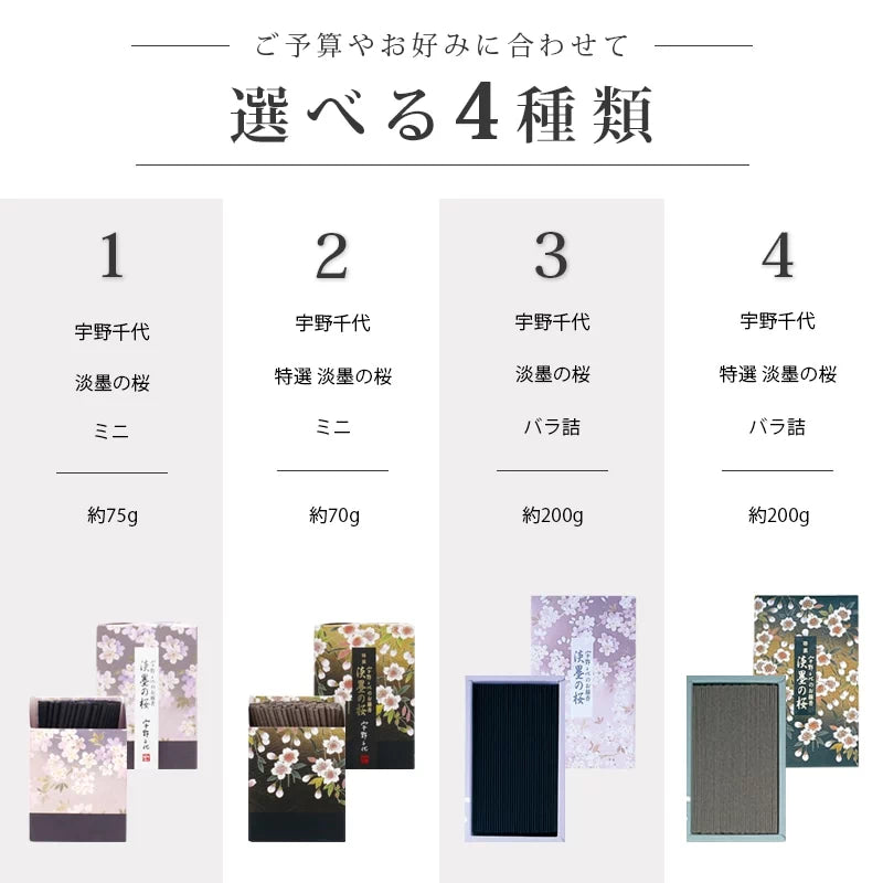 線香 宇野千代のお線香 淡墨の桜シリーズ 自宅用 一覧画像