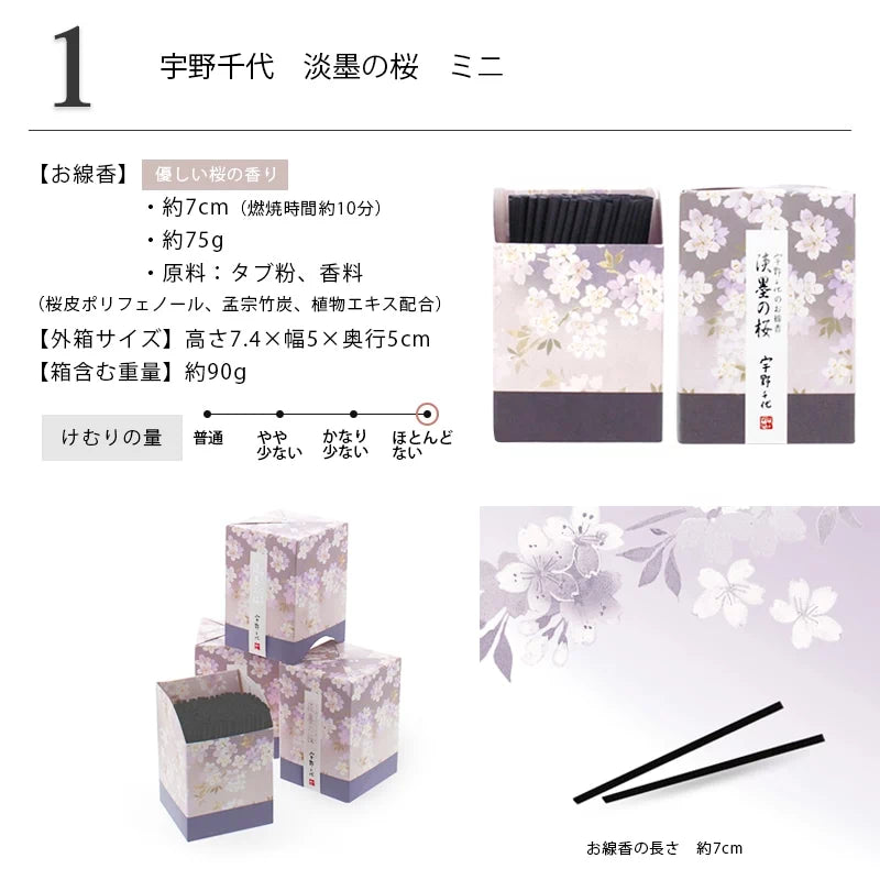 線香 宇野千代のお線香 淡墨の桜シリーズ 自宅用 商品詳細1