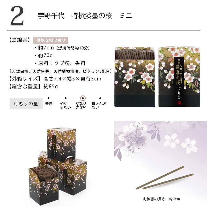 線香 宇野千代のお線香 淡墨の桜シリーズ 自宅用 商品詳細2