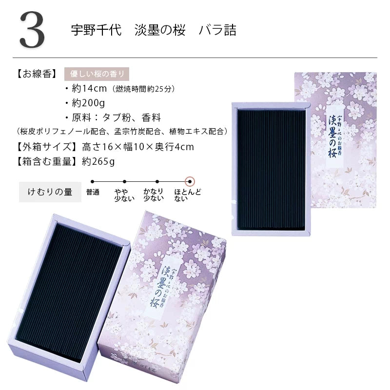 線香 宇野千代のお線香 淡墨の桜シリーズ 自宅用 商品詳細3