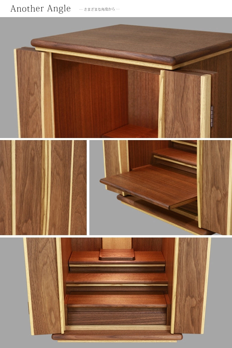 家具調仏壇 くるみと栗 16号のアップイメージ。