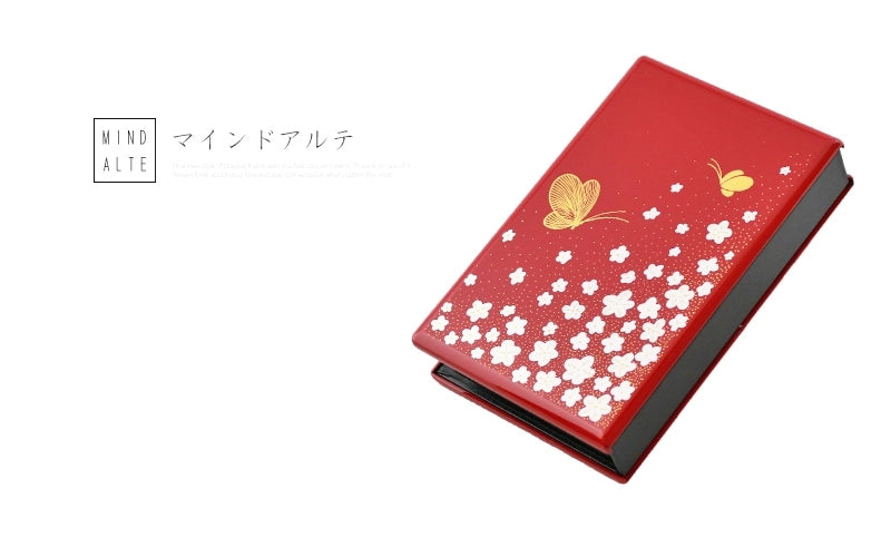 携帯位牌 マインドアルテ 「花と蝶 朱」の商品画像1枚目