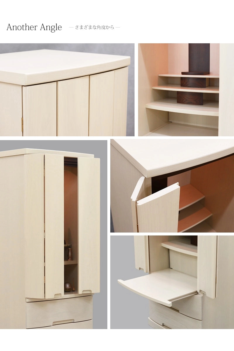 モダン仏壇 ゼフィール クリームホワイトのさまざまなアングルからのイメージ画像