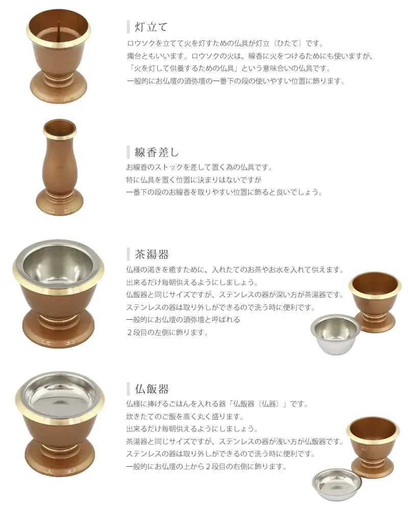 モダン仏具セット マカロン カフェの仏壇設置イメージと仏具の説明