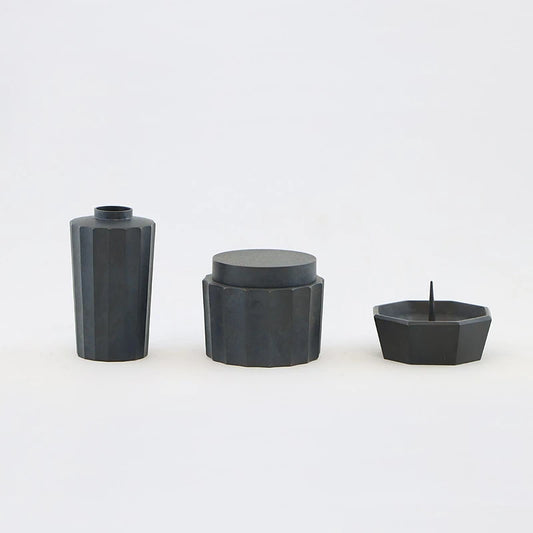 古美の三具足 黒茶メイン画像01