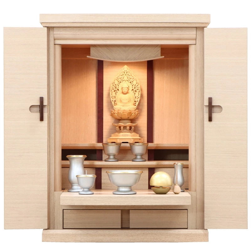 モダン仏壇 ダミエ ホワイトベージュ 18号 上置きタイプメイン画像02