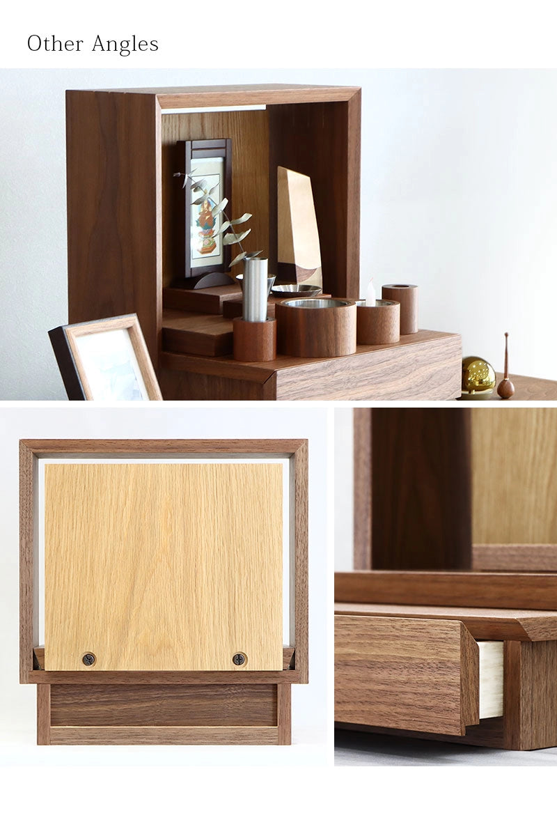 ミニ仏壇 KAKOI ウォールナット×オークの様々な角度から見た写真