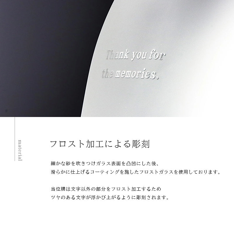 ガラス位牌「水音 kasumi」のフロスト加工について