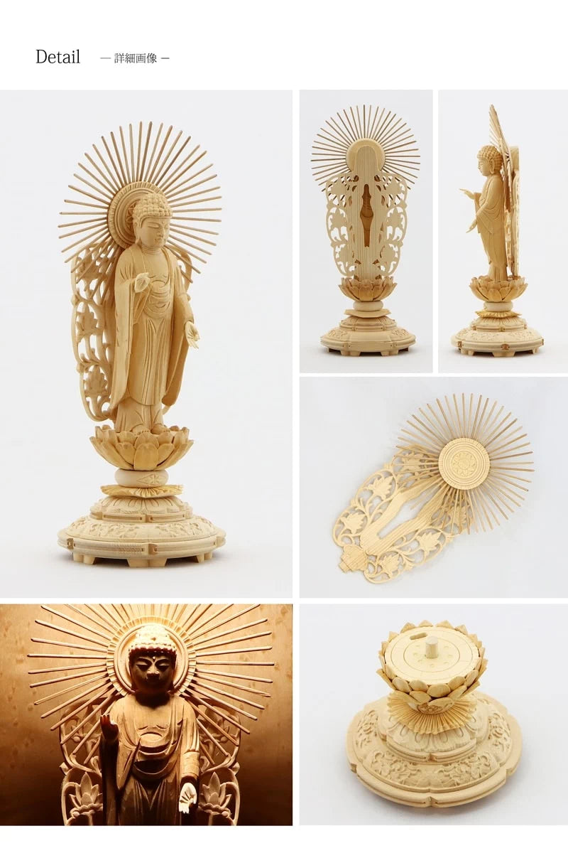 桧木仏像 上彫り 丸台座 西立弥陀 【浄土真宗本願寺派（西）】 | 本尊