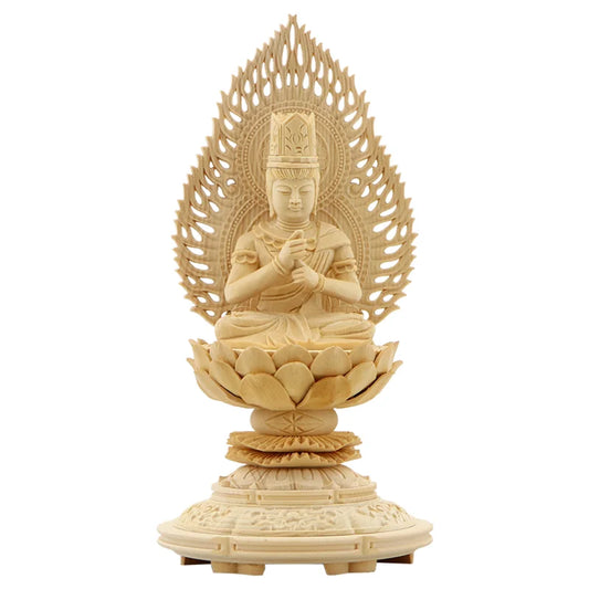 桧木仏像 上彫り 丸台座 大日如来 【真言宗】メイン画像01