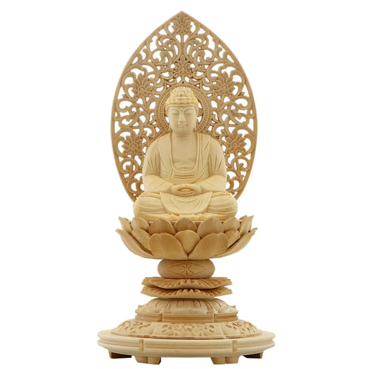 桧木仏像 上彫り 丸台座 座釈迦 【曹洞宗・臨済宗・禅宗】メイン画像01